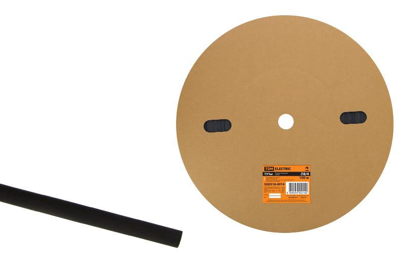 Термоусаживаемая трубка ТУТнг 8/4 черная (100 м/ролл)