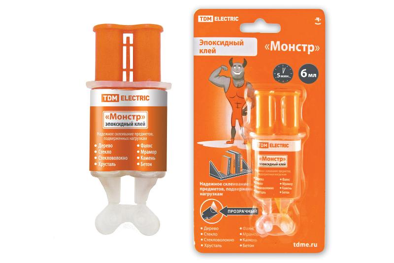 Клей эпоксидный "Монстр", прозрачный, шприц, 6 мл