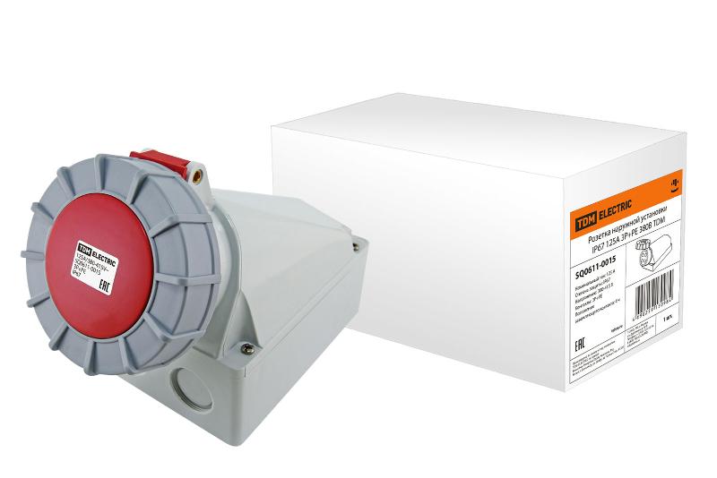 Розетка наружной установки IP67 125А 3Р+РЕ 380В