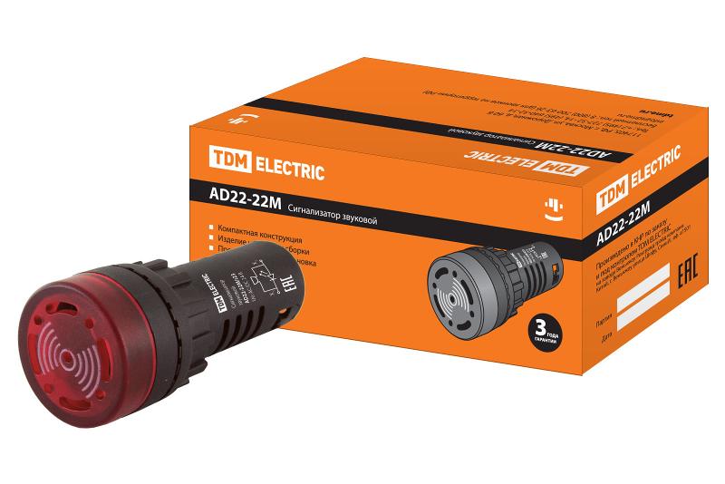 Сигнализатор звуковой AD22-22M/r23 d22 мм (LED) индикация 24В DC/AC красный