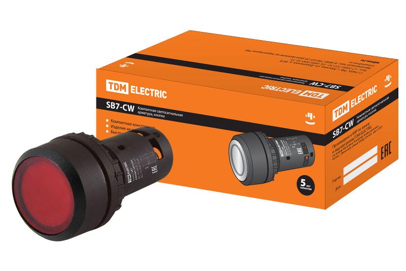 Кнопка SB7-CW3465-24V(LED) d22мм 1з+1р красная