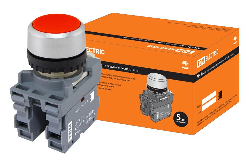 Кнопка MP1-20R в сборе d22мм 1з+1р красная