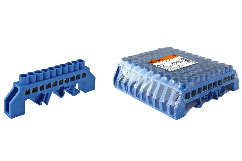 Шина "N" нулевая в изоляторе на DIN-рейку 8x12мм 10 групп