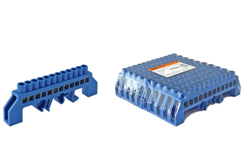 Шина "N" нулевая в изоляторе на DIN-рейку 8x12мм 12 групп