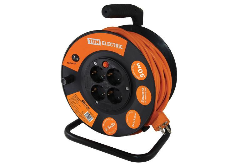 Удлинитель силовой УКз16-004  (IP44 4 места/50м ПВС 3х1,5)