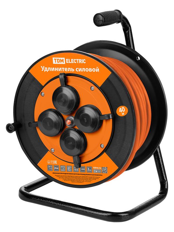 Удлинитель силовой УКз16-004 (IP44 4 места/40м ПВС 3х1,0)