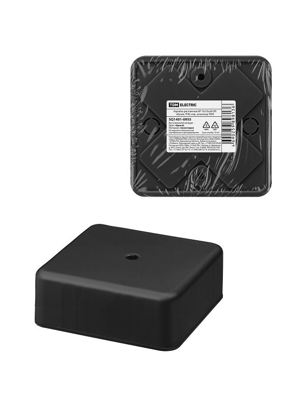 Коробка распаячная КР 75х75х28 ОП черная, IP40, инд. штрихкод TDM