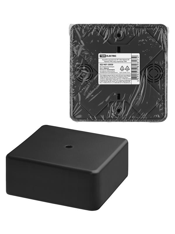 Коробка распаячная КР 100х100х44 ОП черная, IP40, инд. штрихкод