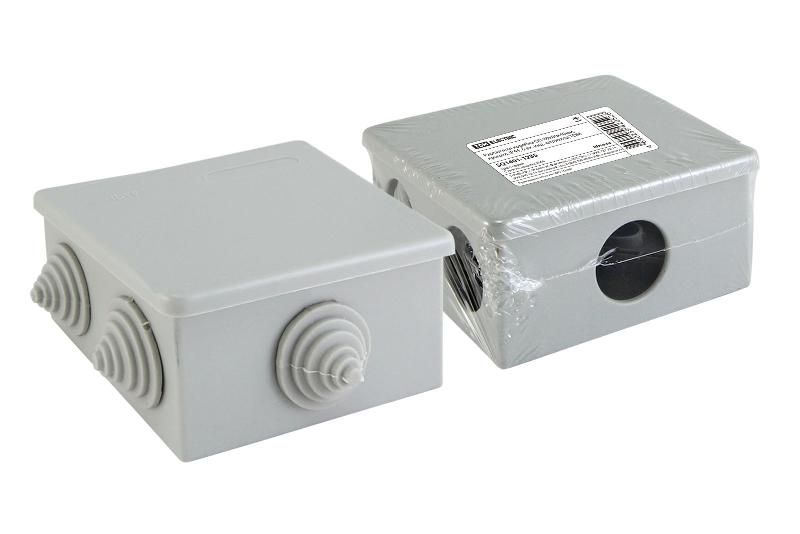 Коробка распределительная о/п 80х80х40мм, крышка, IP44, 6 вх. инд. штрихкод