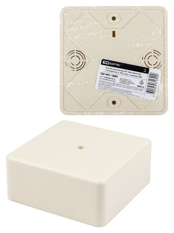 Коробка распределительная КР 100х100х44 о/п, сл. кость, IP40, инд. штрихкод