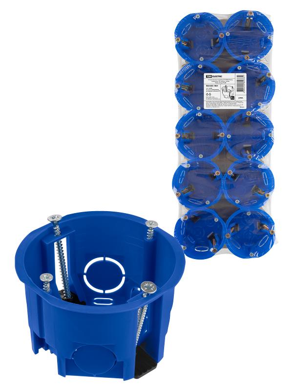 Коробка установочная СП D68х45мм, саморезы, пл. лапки, синяя, IP20, (10 шт)