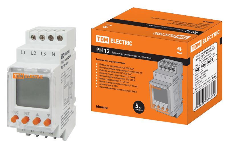 Реле напряжения РН 12-3х400/230В (LCD-дисплей, 1нр+1нз-контакты)