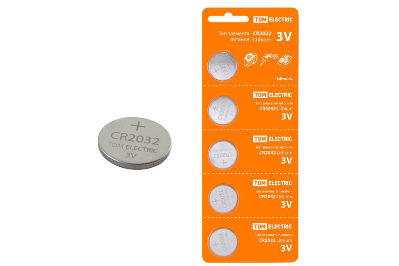 Элемент питания CR2032 Lithium 3V BP-5