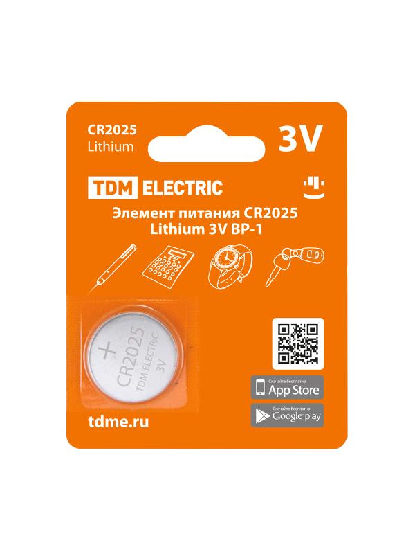 Элемент питания CR2025 Lithium 3V BP-1