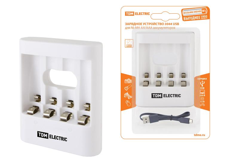 Устройство зарядное 3044 (300 mA 4 слота АА/ААА 2 кан.USB)