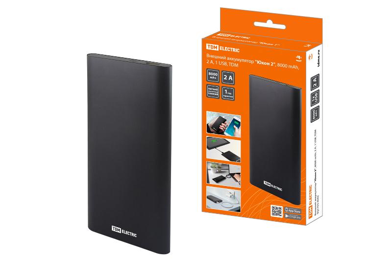 Аккумулятор внешний "Юкон 2", 8000 mAh, 2 А, 1 USB,