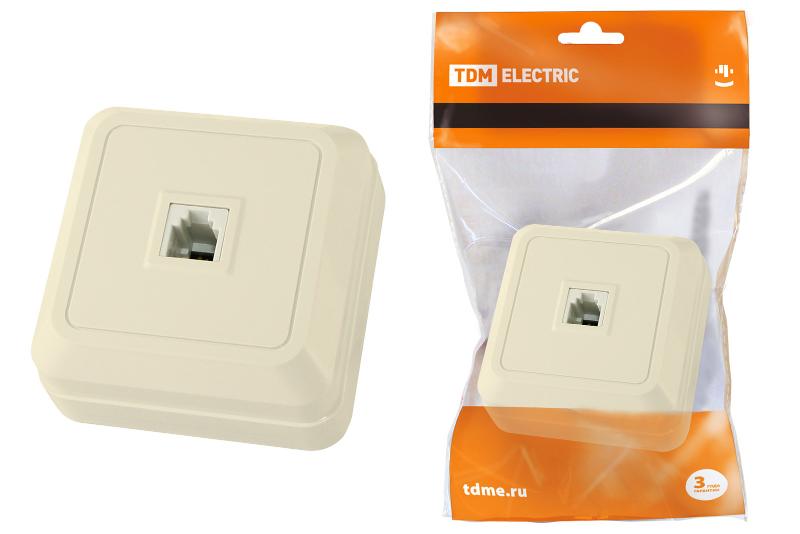 Розетка TФ (RJ-11) открытой установки IP20, сл. кость "Ладога"