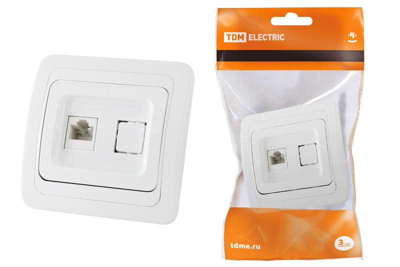 Розетка компьютерная RJ-45 белая "Валдай"