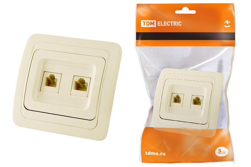 Розетка компьютерная RJ-45 + TФ (RJ-11) сл. кость "Валдай"