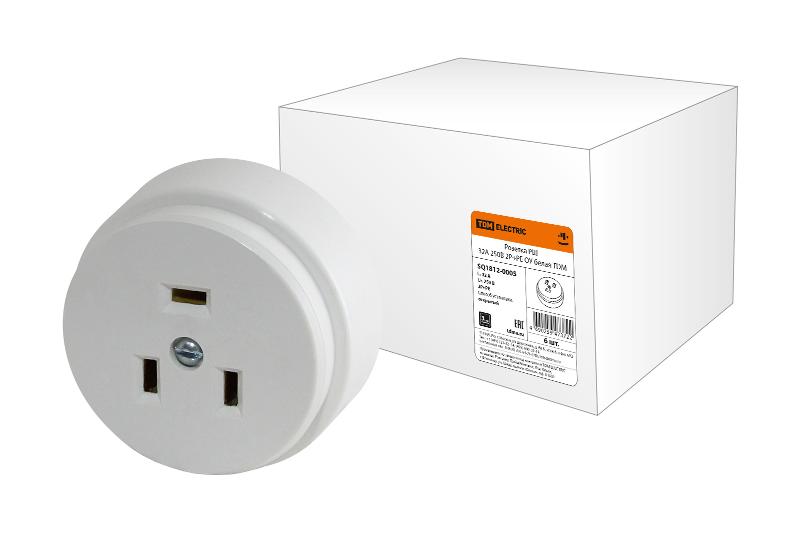 Розетка РШ 32А 250В 2Р+РЕ ОУ белая