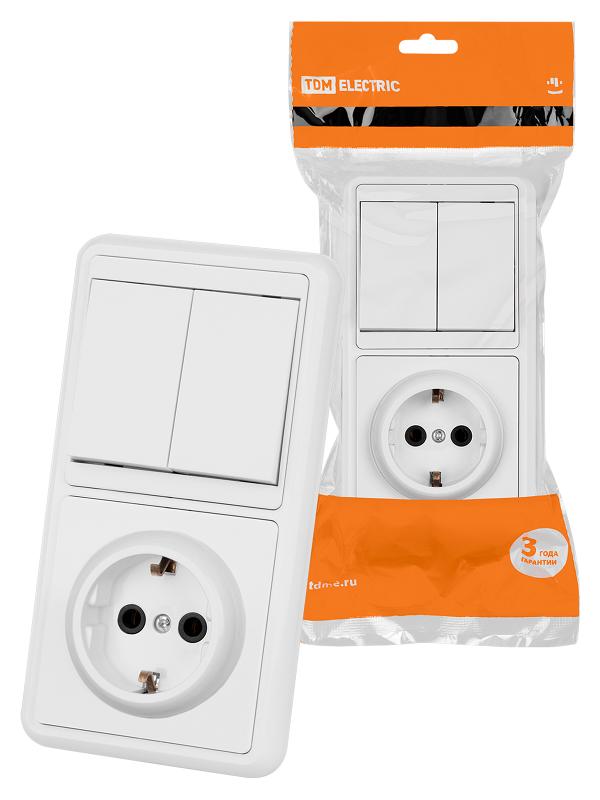 Блок комбинированный БКВР 2-х кл. выкл + розетка с/з