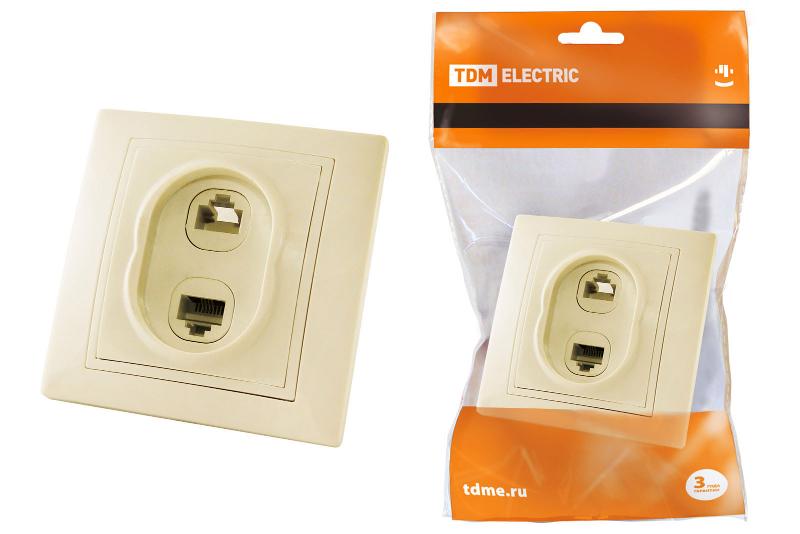 Розетка телефонная RJ11 + компьютерная RJ45 сл. кость "Таймыр"