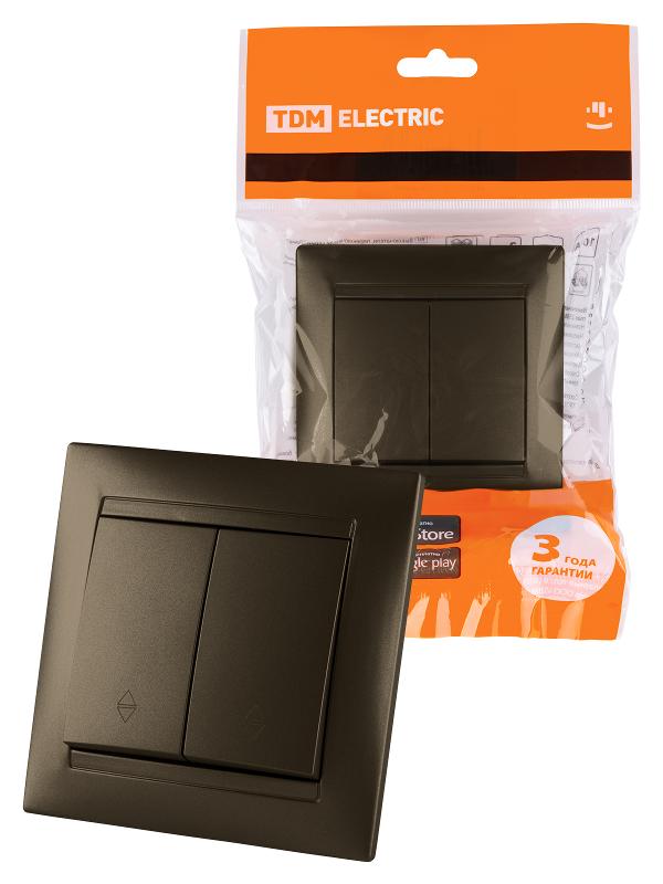 Выключатель на 2 направления 2 кл. 10А бронза "Лама"