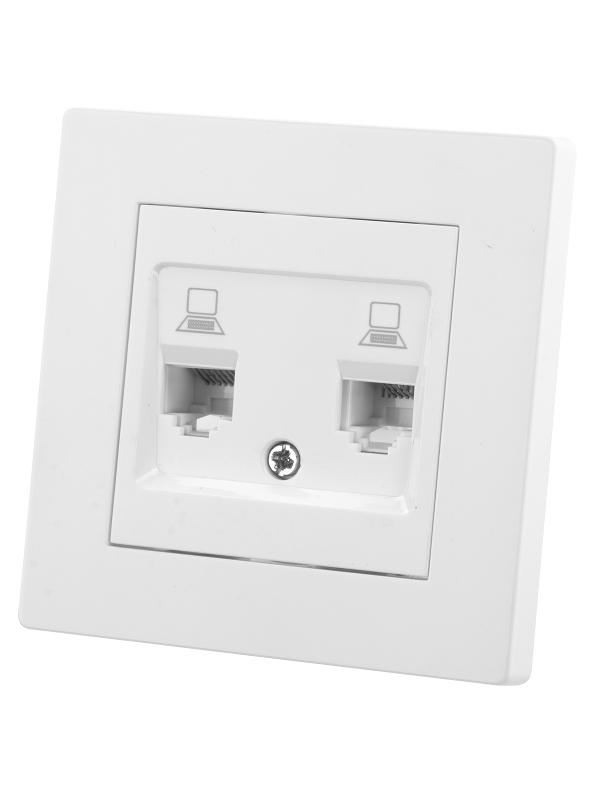Розетка компьютерная двойная RJ45 белая "Сенеж"