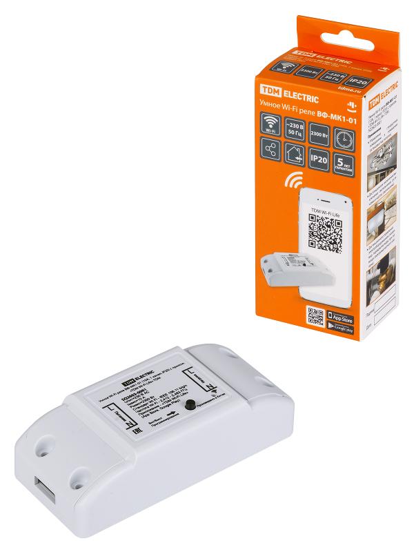 Умное Wi- Fi реле ВФ- МК1-01 (10А, 1 канал, IP20) с прилож. TDM Wi- Fi Life TDM