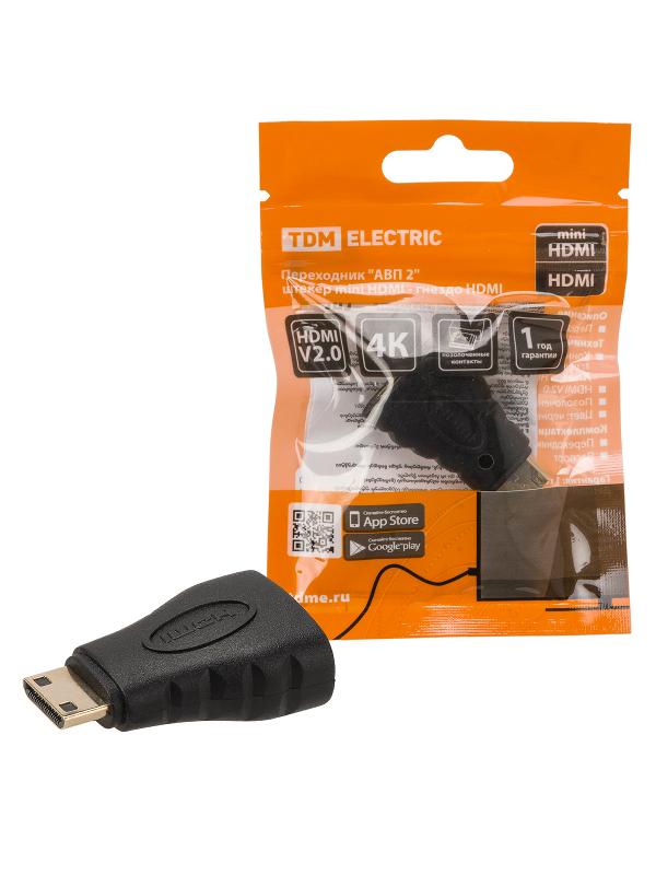 Переходник "АВП 2" штекер mini HDMI- гнездо HDMI, позолоченные контакты,