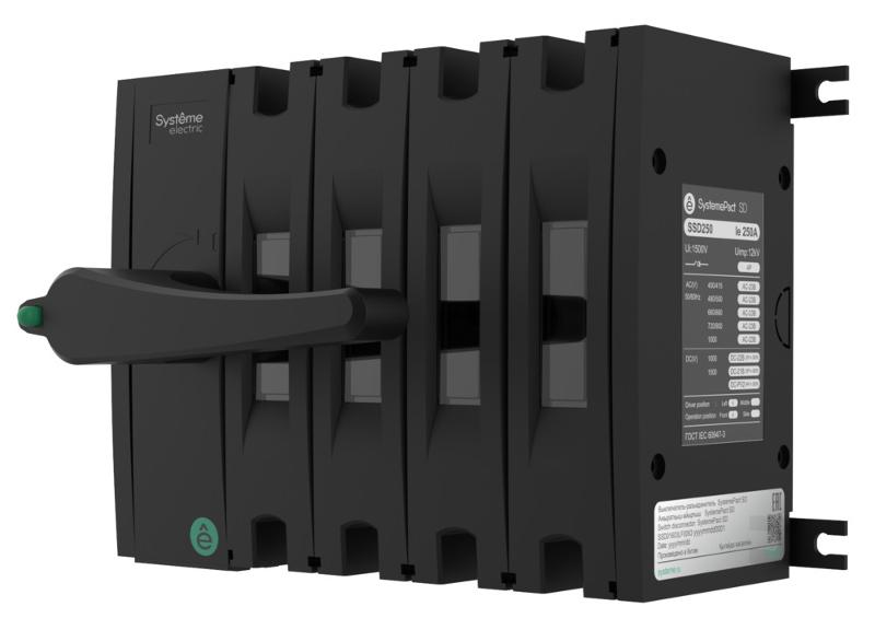 ВЫКЛ-РАЗЪЕДИНИТЕЛЬ SYSTEMEPACT SD250 4P 200A  РУКОЯТКА СЛЕВА ФРОНТ_РУКОЯТКА ЗАКАЗЫВАЕТСЯ ОТДЕЛЬНО