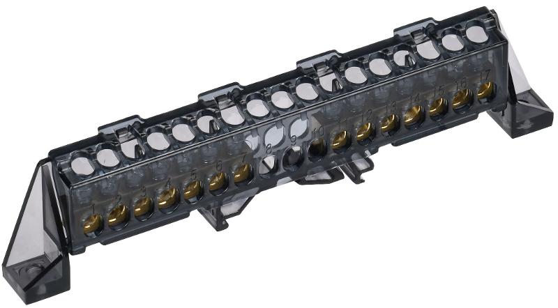 TEKFOR Шина N "ноль" в комбинированном DIN-изоляторе "Стойка" 6х9-(7+7)-Ч