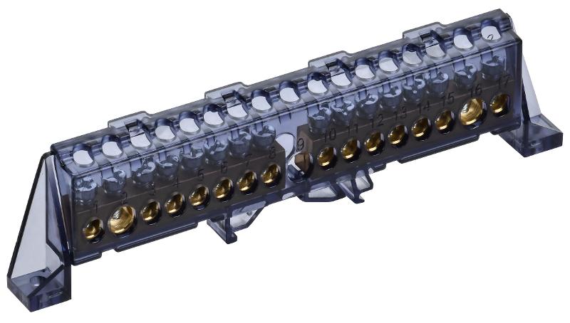 TEKFOR Шина N "ноль" в комбинированном DIN-изоляторе "Стойка" 8х12-(8+8)-Ч