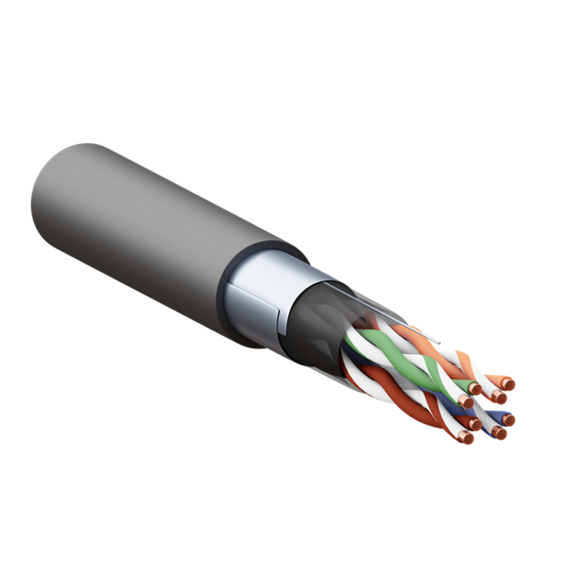 Кабель витая пара TERACOM PRO Cat.5E F/UTP 4 пары solid внешний 24AWG черный упак. 305м