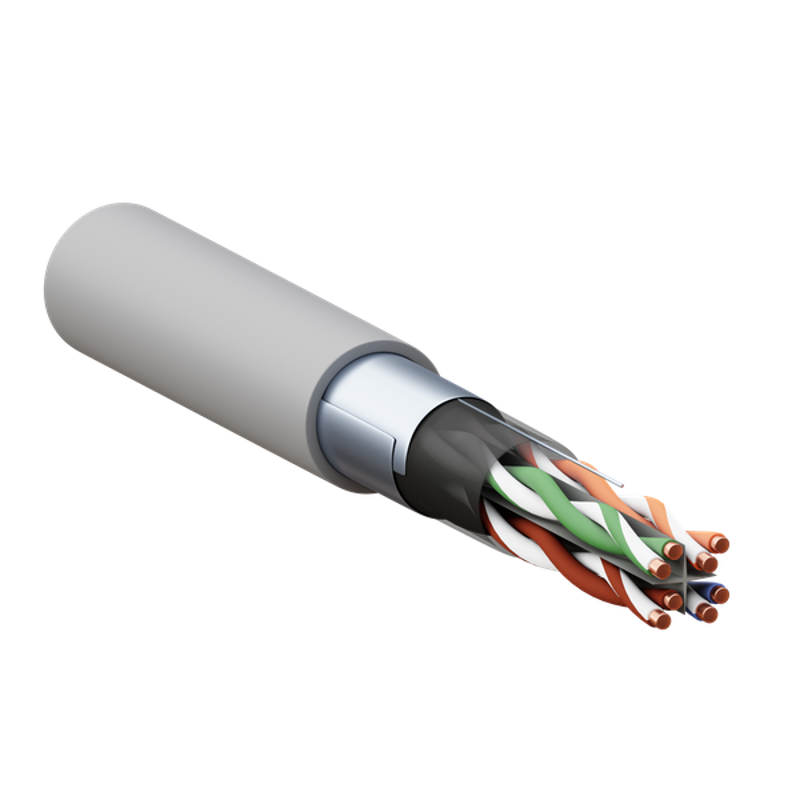 Кабель витая пара TERACOM PRO Cat.6 F/UTP 4 пары solid 23AWG нг(А)-HF серый упак. 305м