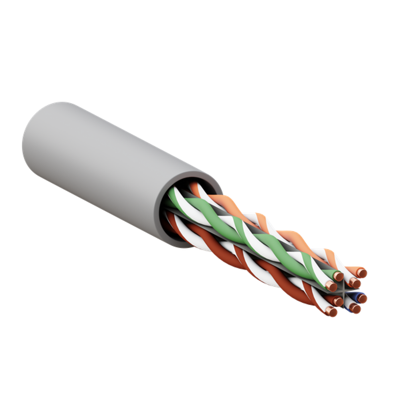 Кабель витая пара TERACOM PRO Cat.6 U/UTP 4 пары solid 23AWG нг(А)-HF серый упак. 305м