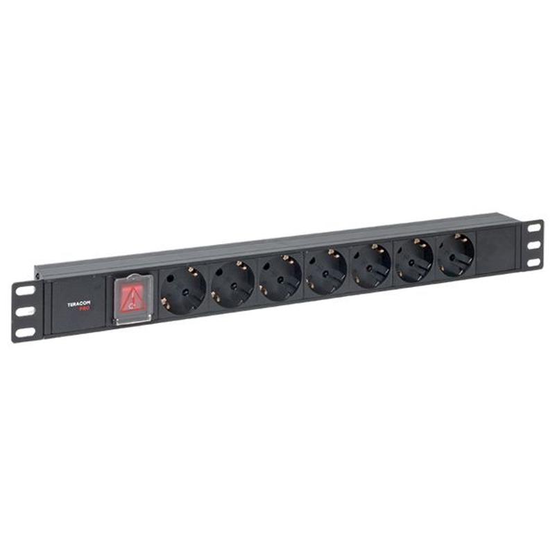 Блок розеток PDU TERACOM PRO 19" 1U 10А/250В 7 розеток Schuko с выключателем разъем C14