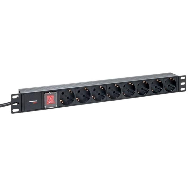 Блок розеток PDU TERACOM PRO 19" 1U 16А/250В 8 розеток Schuko 2 метра сечение 3x1,5 мм2