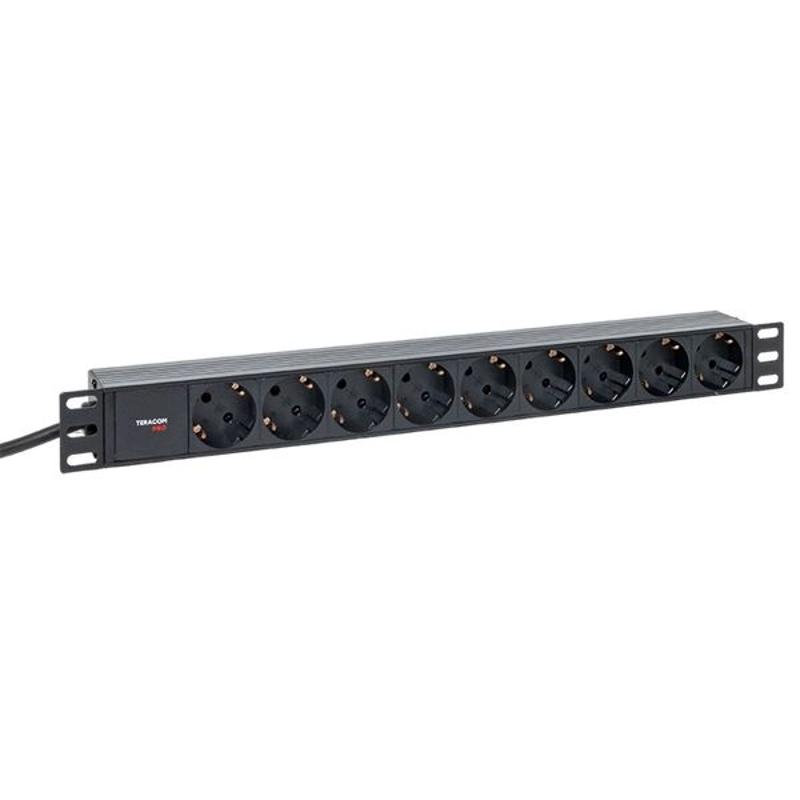 Блок розеток PDU TERACOM PRO 19" 1U 16А/250В 9 розеток Schuko 2 метра 3x1,5 мм2 Schuko