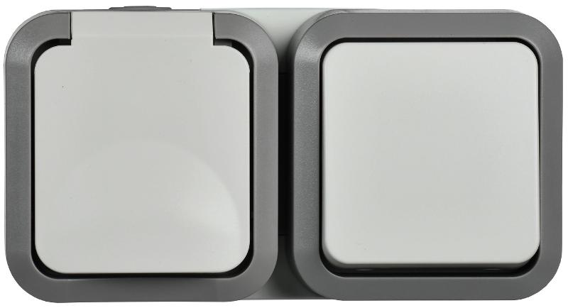 TORS Блок розетка + выключ. гор. 16А IP55 TS242 белый