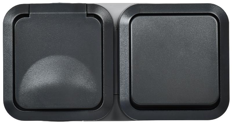 TORS Блок розетка + выключ. гор. 16А IP55 TS142 графит