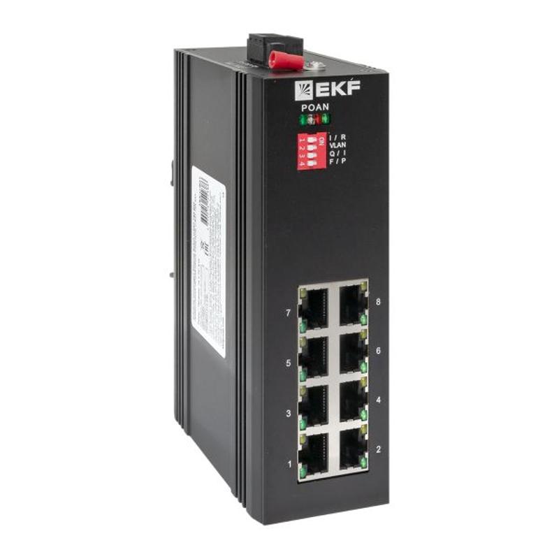 Промышленный неуправляемый коммутатор U-8GTP, 8 портов 10/100/1000Base-T(X) RJ45 c PoE, монтаж на динрейку TSX