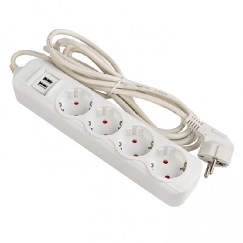 Удлинитель "Эксперт" 4 гнезда 5 метров 16А/3,5кВт с 2 USB 2…
