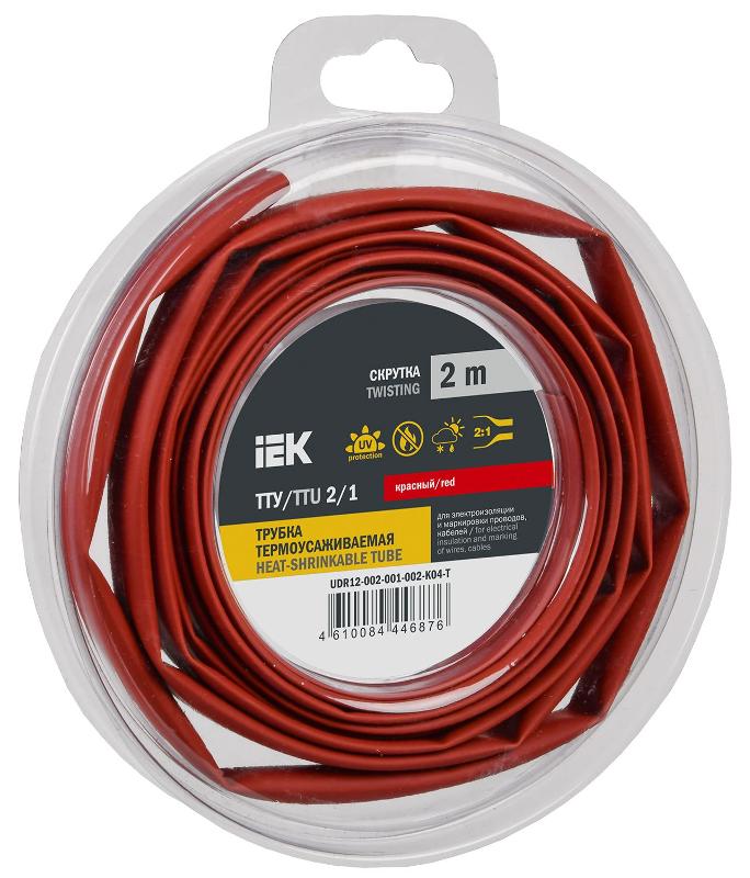 Трубка термоусадочная ТТУ нг-LS 2/1 красная (2м/упак) IEK