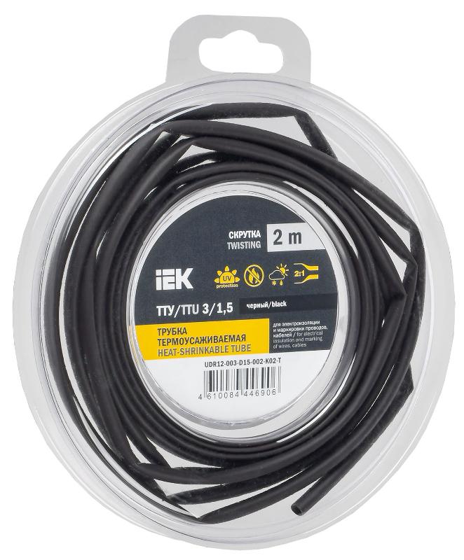 Трубка термоусадочная ТТУ нг-LS 3/1,5 черная (2м/упак) IEK
