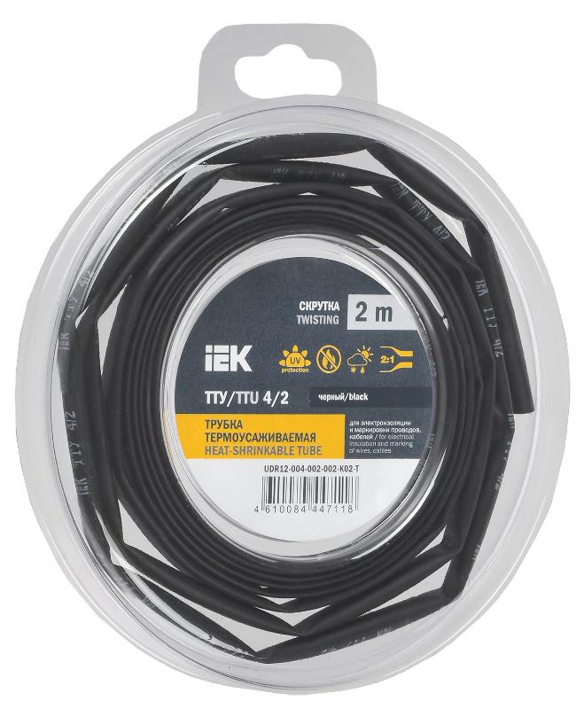 Трубка термоусадочная ТТУ нг-LS 4/2 черная (2м/упак) IEK