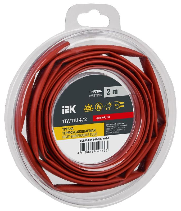 Трубка термоусадочная ТТУ нг-LS 4/2 красная (2м/упак) IEK