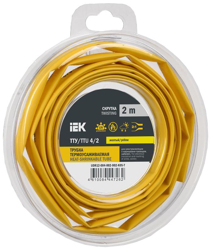Трубка термоусадочная ТТУ нг-LS 4/2 желтая (2м/упак) IEK