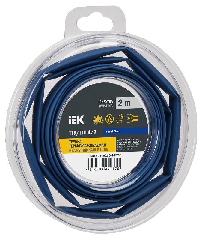 Трубка термоусадочная ТТУ нг-LS 4/2 синяя (2м/упак) IEK