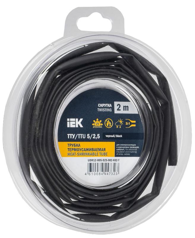 Трубка термоусадочная ТТУ нг-LS 5/2,5 черная (2м/упак) IEK